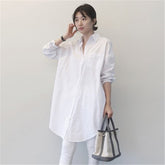 Women Solid Color Casual Long Sleeve Shirt